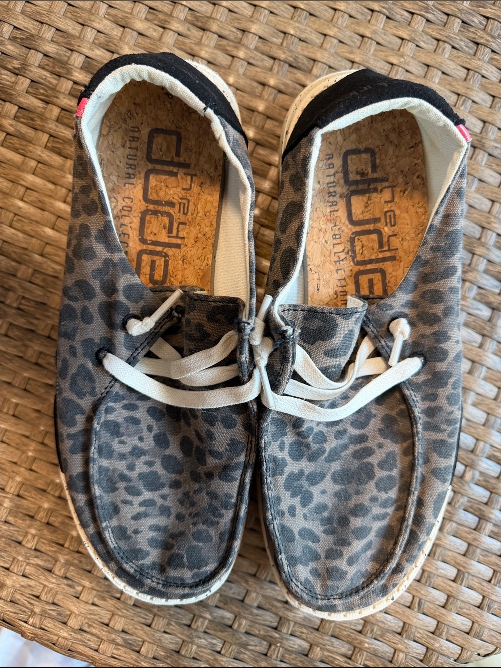 Hey Dude Women's Leopard-Print Slip-On Sneakers with White Laces - Picture 4 of 5